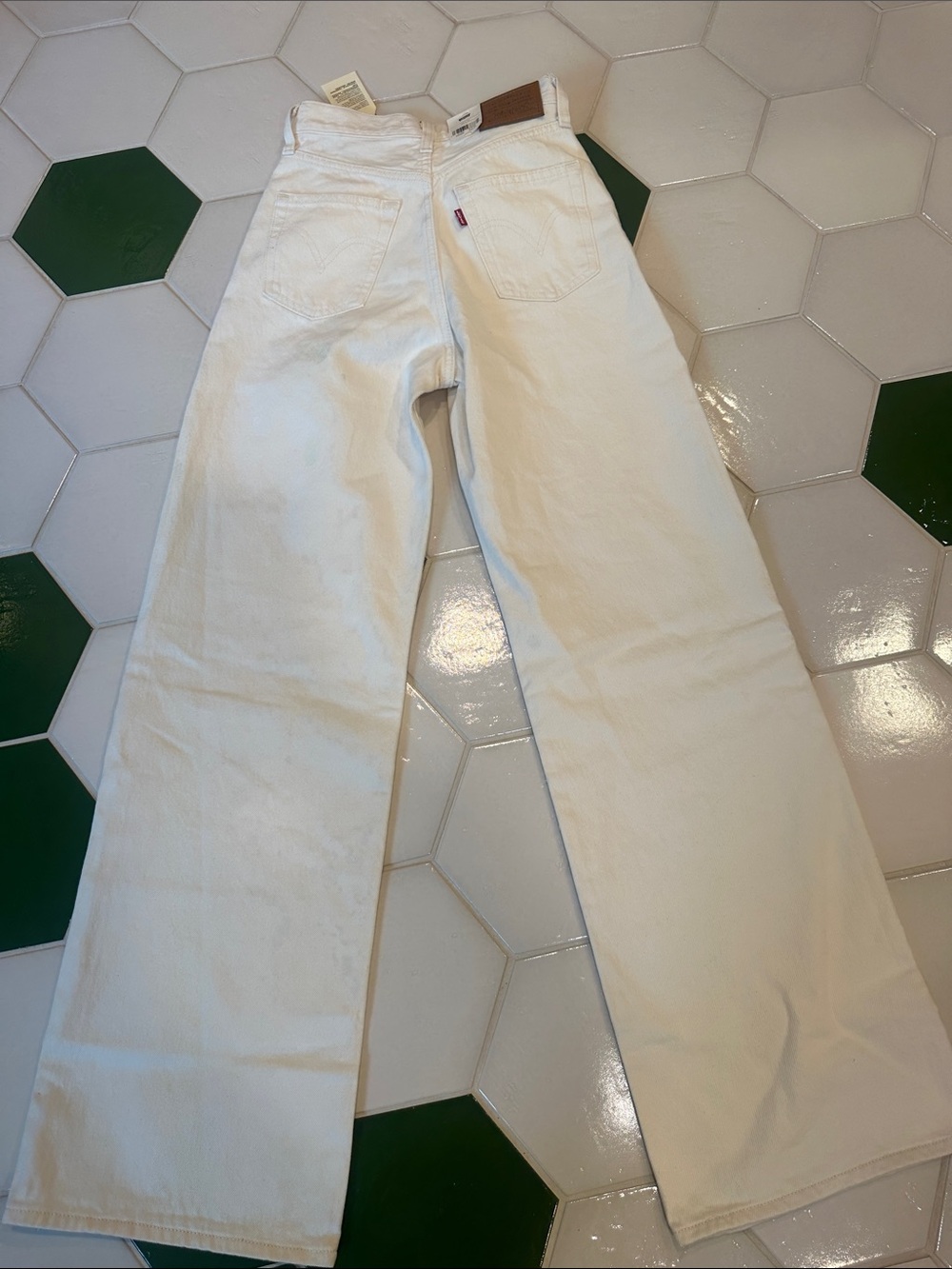 Levi's White/Cream Ribcage Wide Leg Jeans
